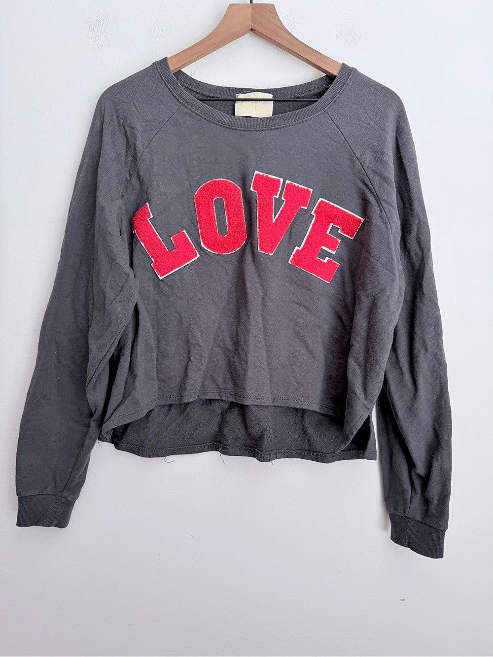 Judith March Anthropologie Love Graphic Sweatshirt in Gray & Red Size Small